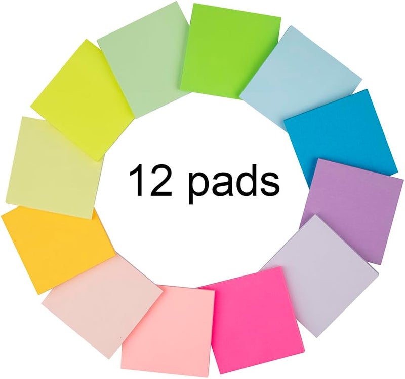 Vanpad (12 Pads) Sticky Notes 3x3 Inches,Bright Colors Self-Stick Pads, Easy to Post for Home, Office, Notebook - Image 3